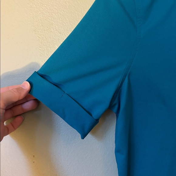 Oxford Golf Teal Athletic Polo with Patterned Collar Size Small - Picture 4 of 6